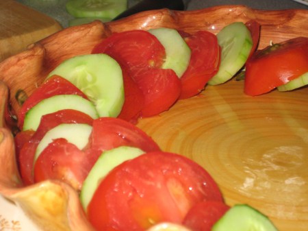 tomatos & cucumbers layered