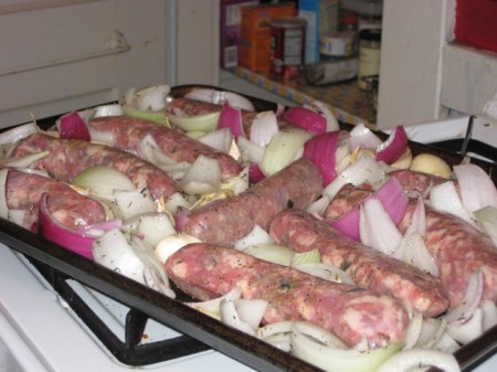 uncooked sausages
