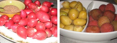 radishes + lychees + dates
